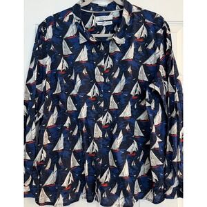 Seasalt The Larissa Shirt 14 Falmouth Sails Navy Organic Cotton Roll Tab Artsy